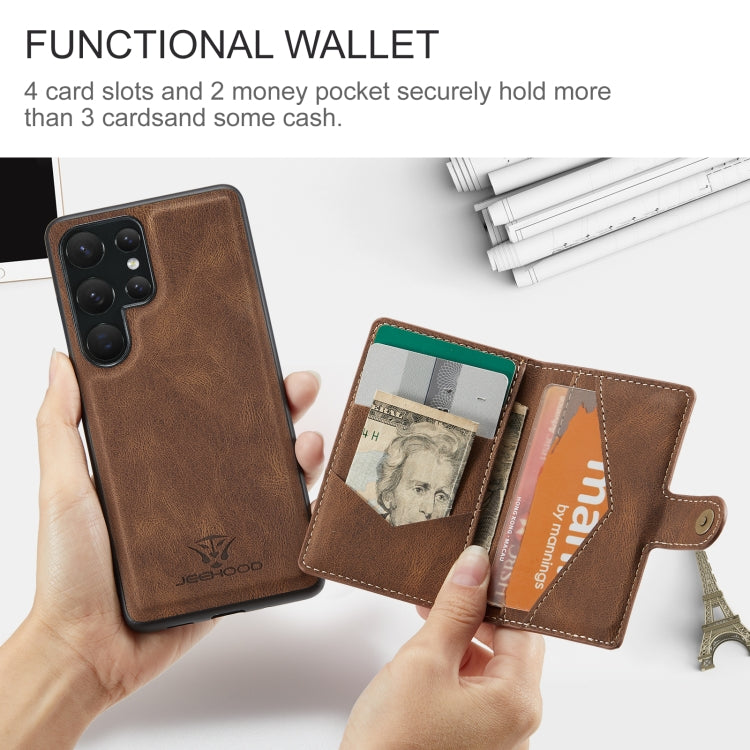For Samsung Galaxy S23 Ultra 5G JEEHOOD Retro Magnetic Detachable Wallet Phone Case