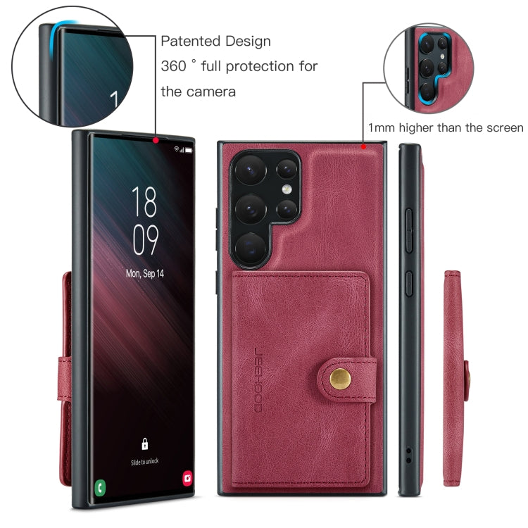 For Samsung Galaxy S23 Ultra 5G JEEHOOD Retro Magnetic Detachable Wallet Phone Case