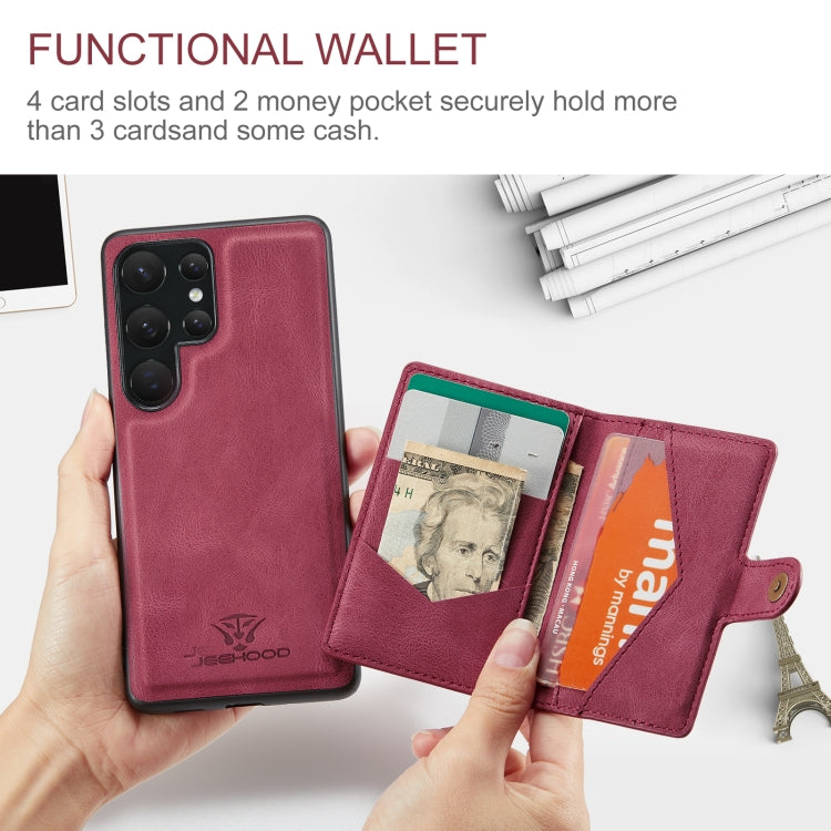 For Samsung Galaxy S23 Ultra 5G JEEHOOD Retro Magnetic Detachable Wallet Phone Case
