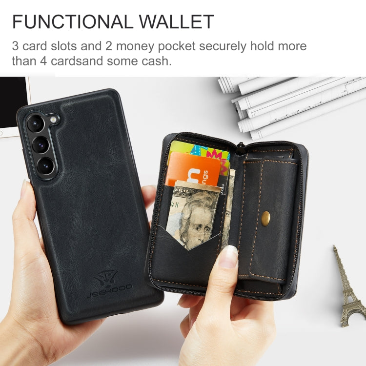 For Samsung Galaxy S23+ 5G JEEHOOD Magnetic Zipper Wallet Leather Phone Case