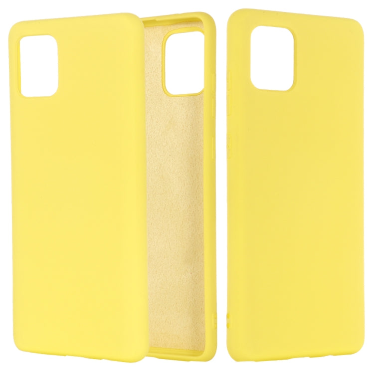 For Galaxy A81 Solid Color Liquid Silicone Dropproof Full Coverage Protective Case