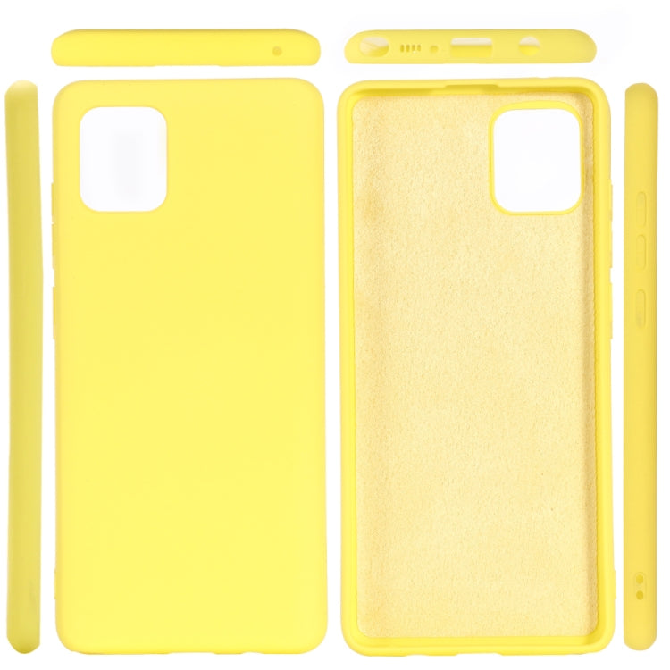 For Galaxy A81 Solid Color Liquid Silicone Dropproof Full Coverage Protective Case