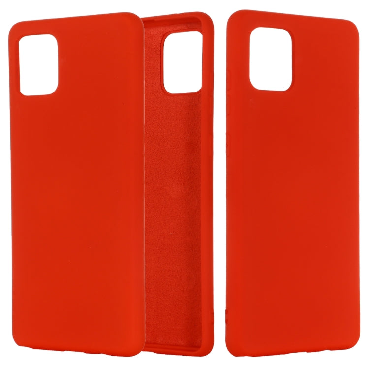 For Galaxy A81 Solid Color Liquid Silicone Dropproof Full Coverage Protective Case