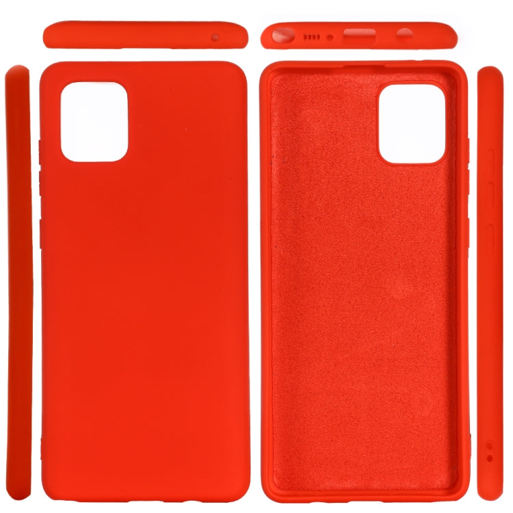 For Galaxy A81 Solid Color Liquid Silicone Dropproof Full Coverage Protective Case