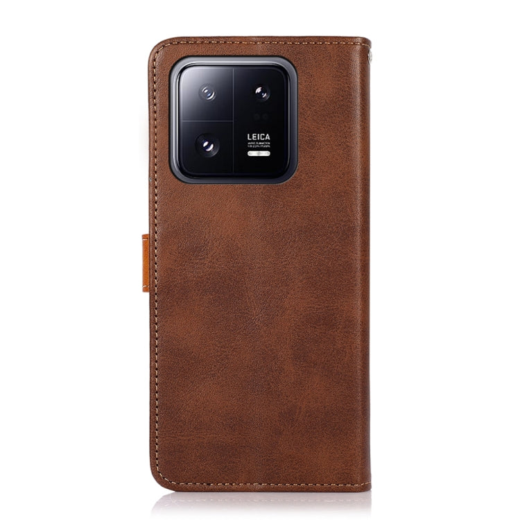 For Xiaomi 13 KHAZNEH Dual-color Cowhide Texture Flip Leather Phone Case