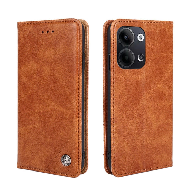 For OPPO Reno9 5G / Reno9 Pro 5G Non-Magnetic Retro Texture Flip Leather Phone Case