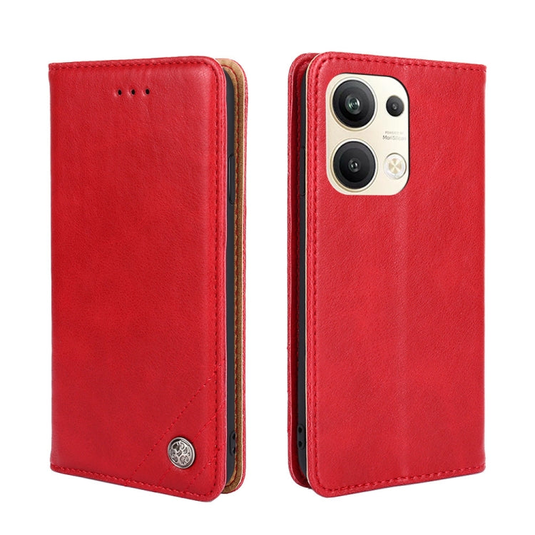 For OPPO Reno9 Pro+ 5G Non-Magnetic Retro Texture Flip Leather Phone Case