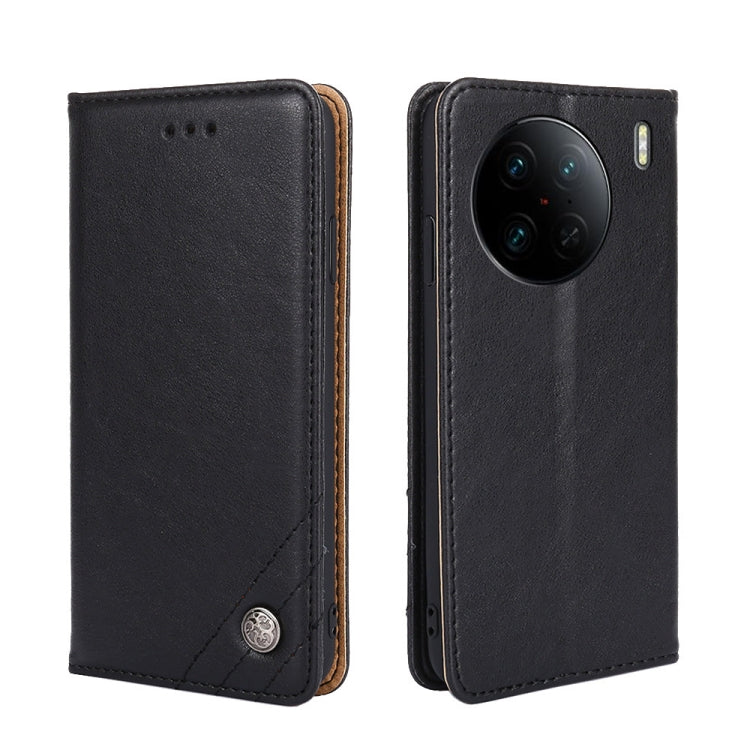 For vivo X90 Pro 5G Non-Magnetic Retro Texture Flip Leather Phone Case