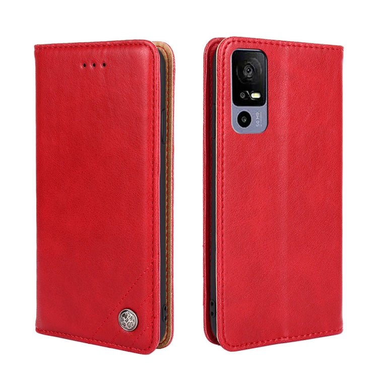 For TCL 40R 5G Non-Magnetic Retro Texture Flip Leather Phone Case