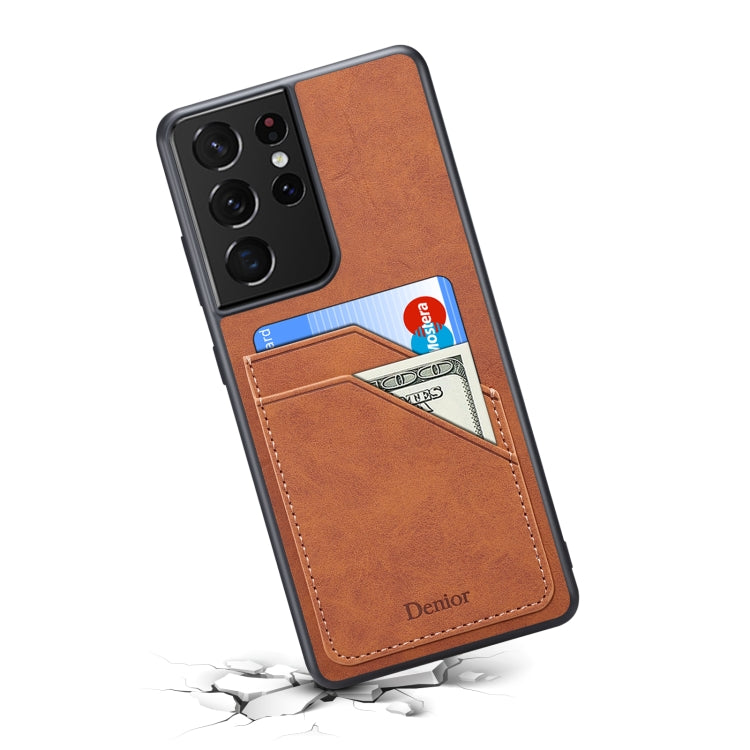 For Samsung Galaxy S23 Ultra 5G Denior PU Dual Card Slot Phone Case
