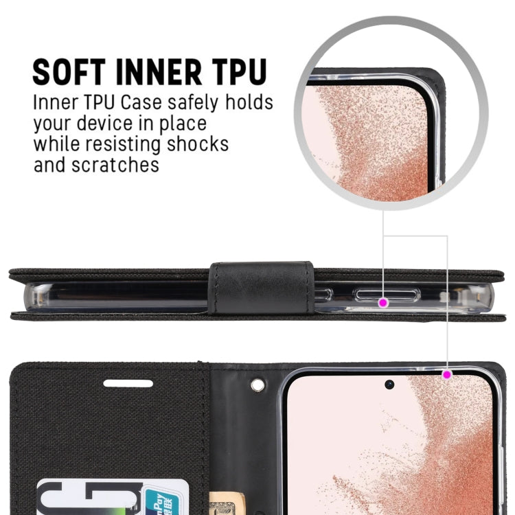 For Samsung Galaxy S23 5G GOOSPERY CANVAS DIARY Fabric Texture Flip Leather Phone Case