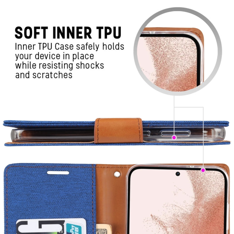 For Samsung Galaxy S23 5G GOOSPERY CANVAS DIARY Fabric Texture Flip Leather Phone Case
