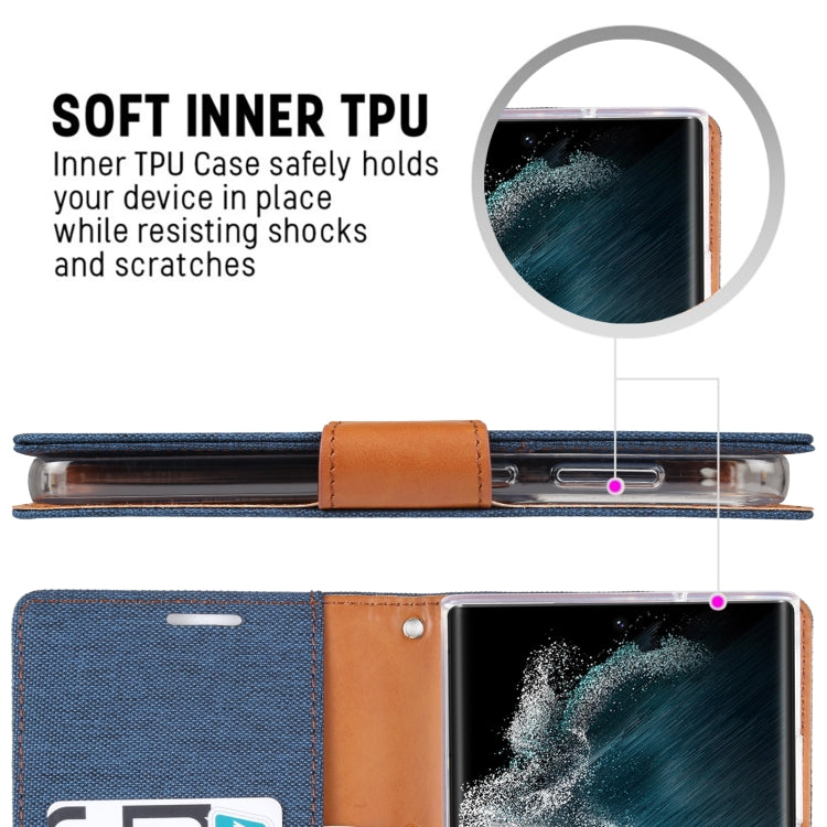For Samsung Galaxy S23 Ultra 5G GOOSPERY CANVAS DIARY Fabric Texture Flip Leather Phone Case