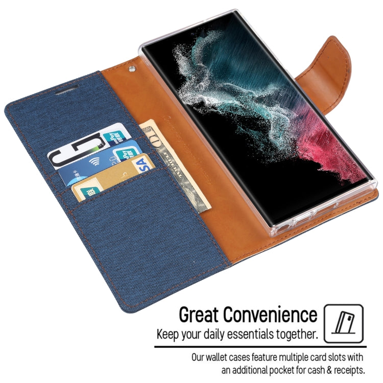 For Samsung Galaxy S23 Ultra 5G GOOSPERY CANVAS DIARY Fabric Texture Flip Leather Phone Case