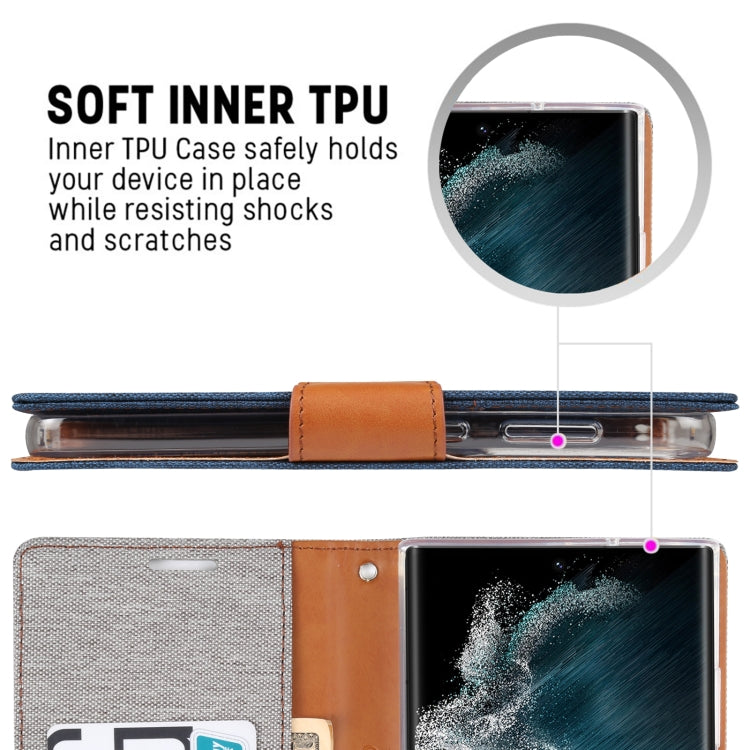 For Samsung Galaxy S23 Ultra 5G GOOSPERY CANVAS DIARY Fabric Texture Flip Leather Phone Case