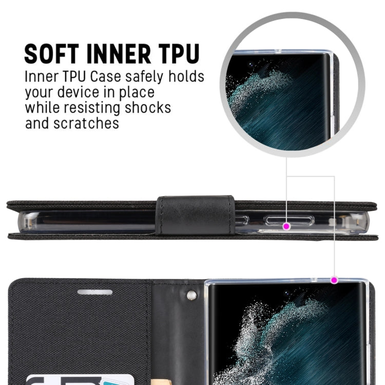 For Samsung Galaxy S23 Ultra 5G GOOSPERY CANVAS DIARY Fabric Texture Flip Leather Phone Case