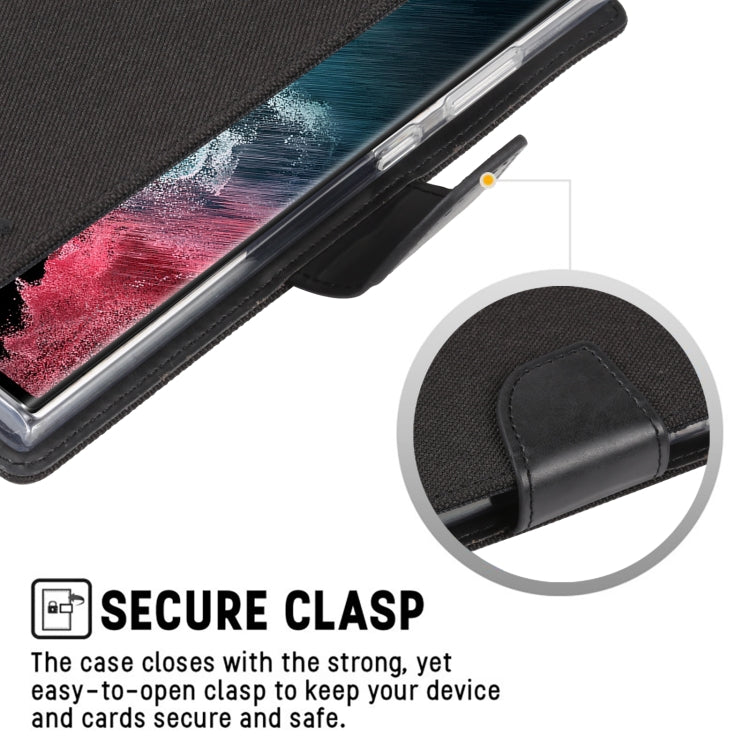 For Samsung Galaxy S23 Ultra 5G GOOSPERY CANVAS DIARY Fabric Texture Flip Leather Phone Case