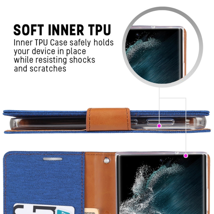 For Samsung Galaxy S23 Ultra 5G GOOSPERY CANVAS DIARY Fabric Texture Flip Leather Phone Case