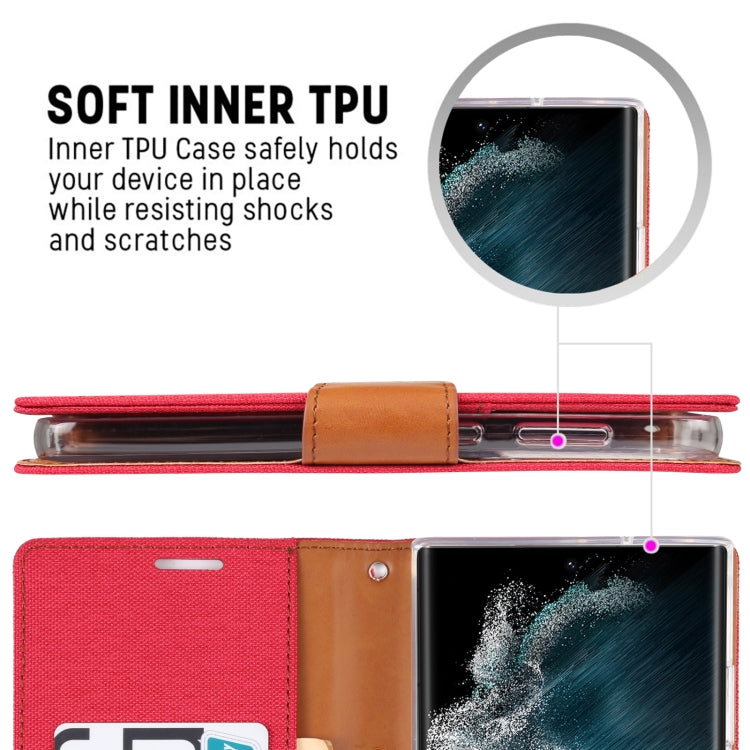 For Samsung Galaxy S23 Ultra 5G GOOSPERY CANVAS DIARY Fabric Texture Flip Leather Phone Case