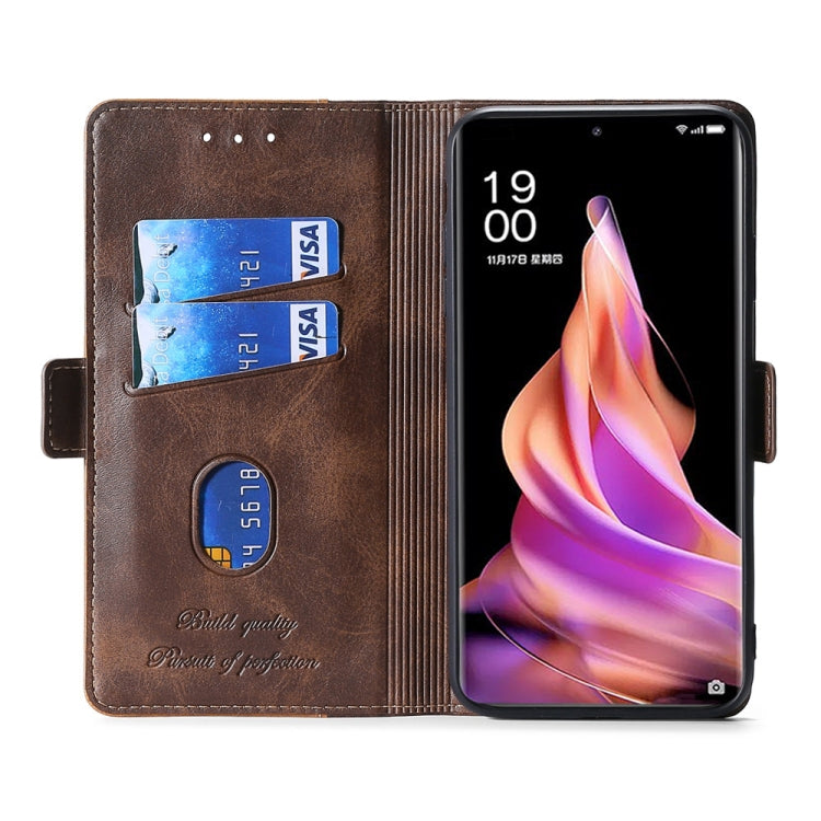 For OPPO Reno9 5G / Reno9 Pro 5G Contrast Color Side Buckle Leather Phone Case