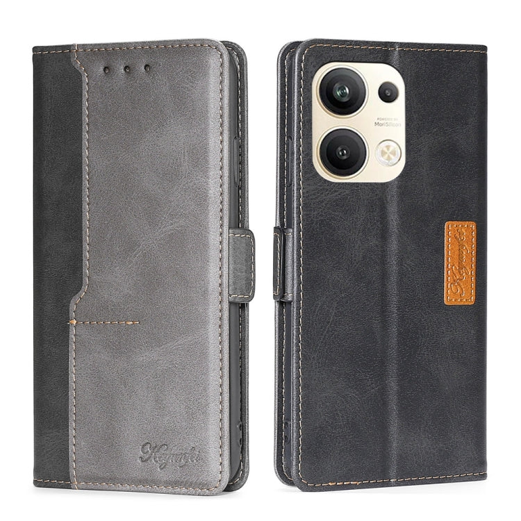 For OPPO Reno9 Pro+ 5G Contrast Color Side Buckle Leather Phone Case