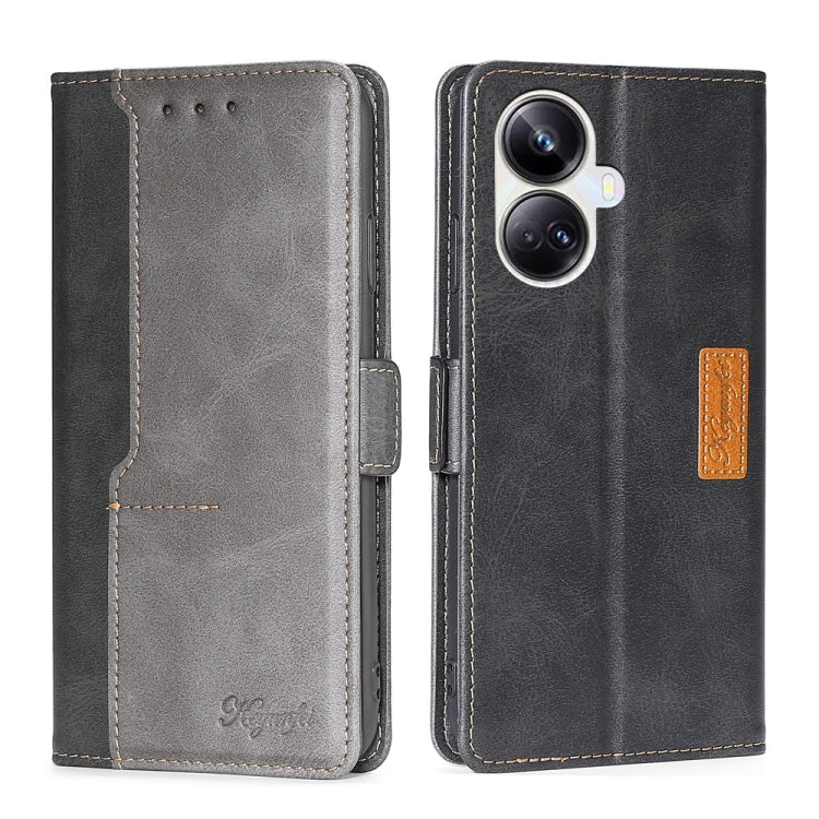 For Realme 10 Pro+ 5G Contrast Color Side Buckle Leather Phone Case