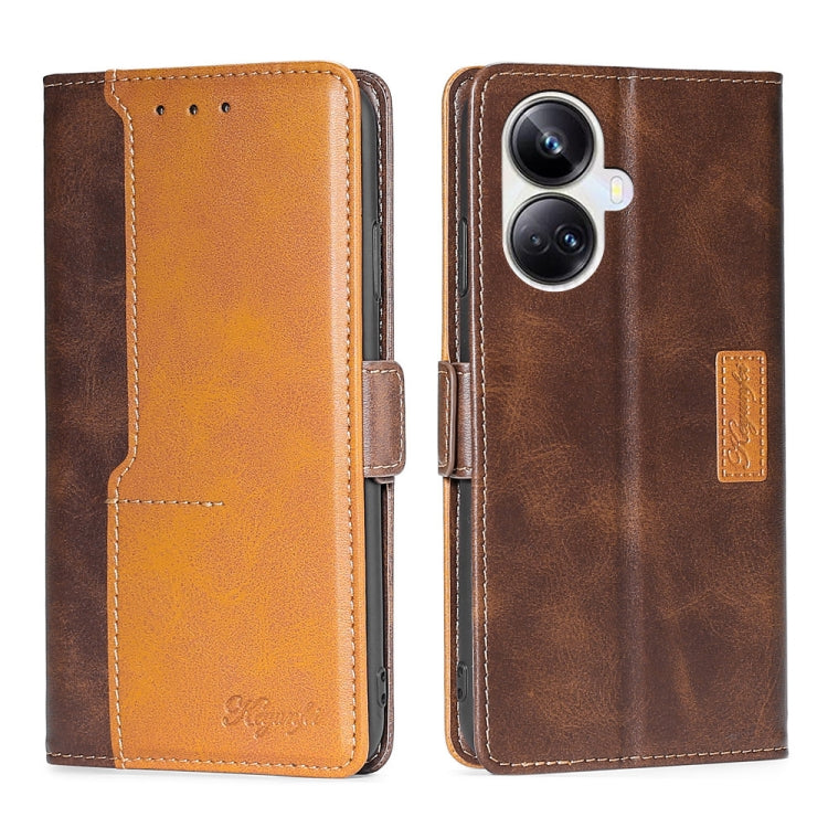 For Realme 10 Pro+ 5G Contrast Color Side Buckle Leather Phone Case