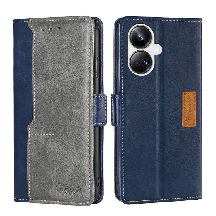 For Realme 10 Pro+ 5G Contrast Color Side Buckle Leather Phone Case