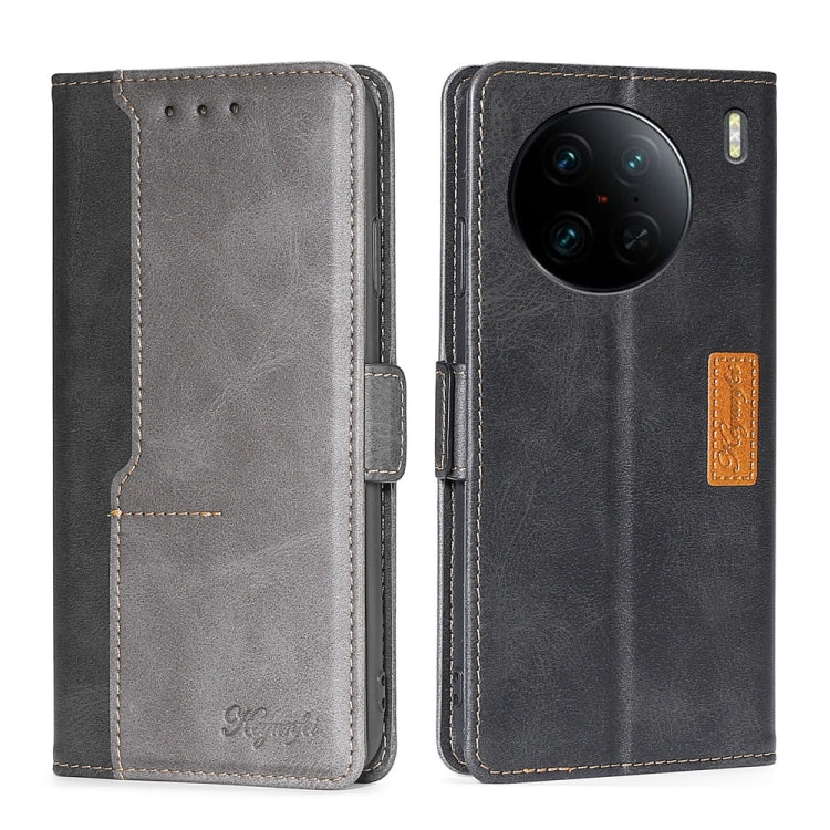 For vivo X90 Pro 5G Contrast Color Side Buckle Leather Phone Case