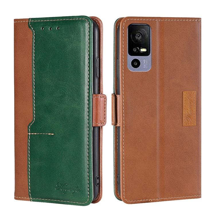 For TCL 40R 5 Contrast Color Side Buckle Leather Phone Case