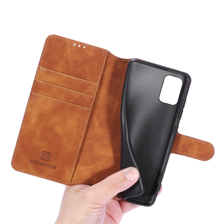 For Galaxy A71 5G DG.MING Retro Oil Side Horizontal Flip Case with Holder & Card Slots & Wallet