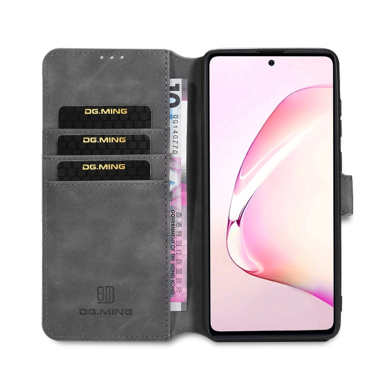 For Galaxy A81 / Note 10 Lite DG.MING Retro Oil Side Horizontal Flip Case with Holder & Card Slots & Wallet