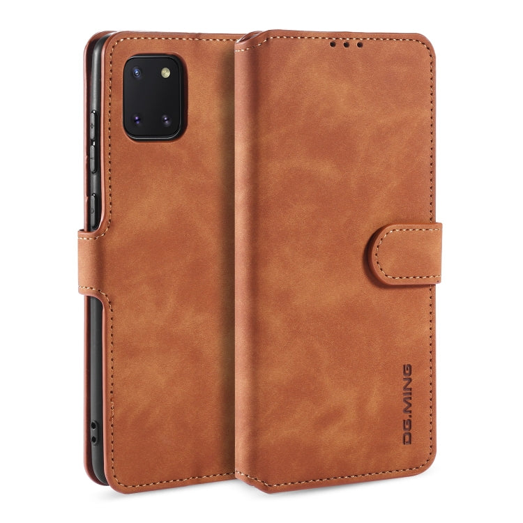 For Galaxy A81 / Note 10 Lite DG.MING Retro Oil Side Horizontal Flip Case with Holder & Card Slots & Wallet