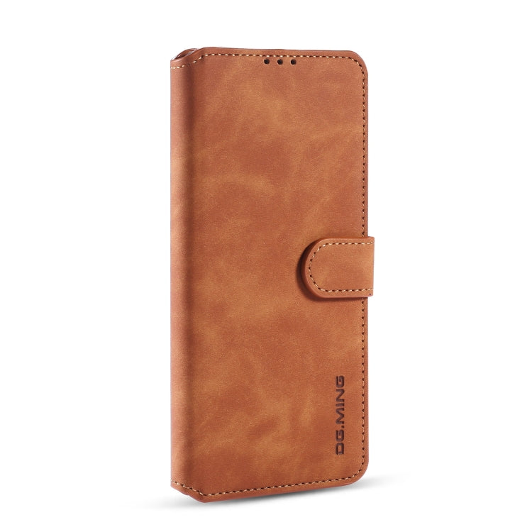 For Galaxy A81 / Note 10 Lite DG.MING Retro Oil Side Horizontal Flip Case with Holder & Card Slots & Wallet