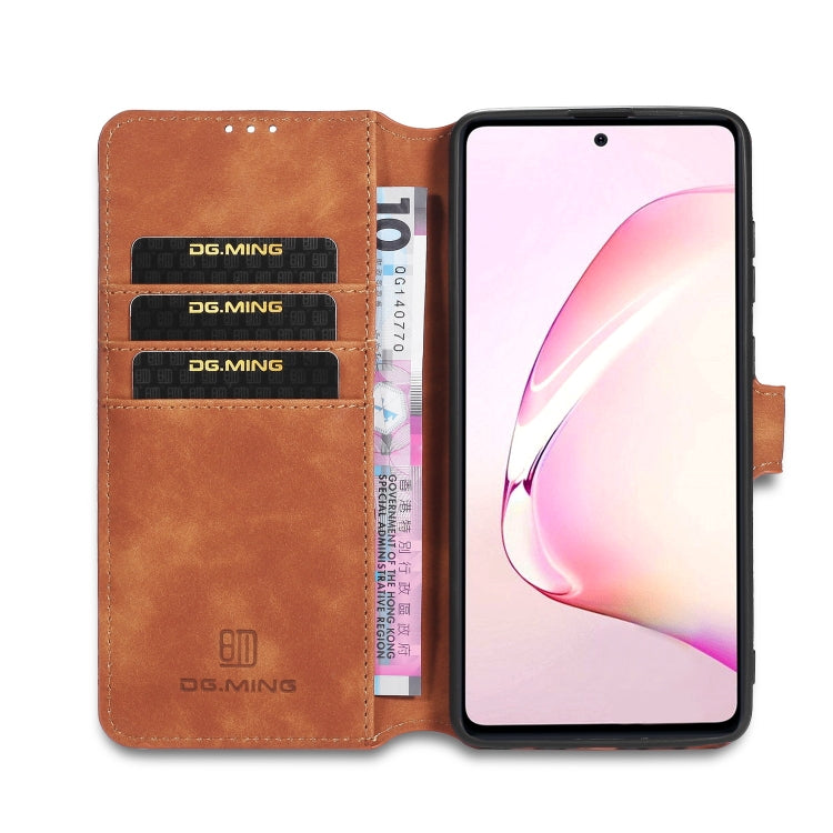 For Galaxy A81 / Note 10 Lite DG.MING Retro Oil Side Horizontal Flip Case with Holder & Card Slots & Wallet