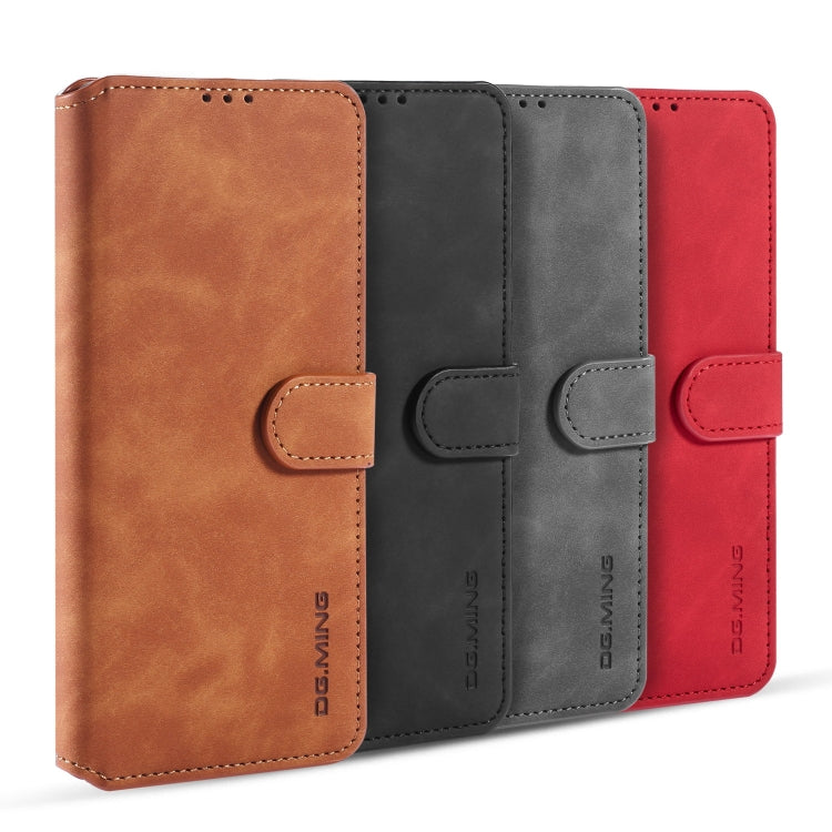 For Galaxy A81 / Note 10 Lite DG.MING Retro Oil Side Horizontal Flip Case with Holder & Card Slots & Wallet