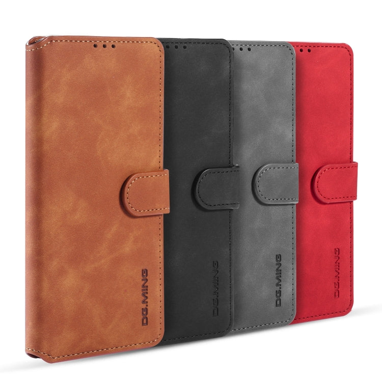 For Galaxy A91 / S10 Lite DG.MING Retro Oil Side Horizontal Flip Case with Holder & Card Slots & Wallet