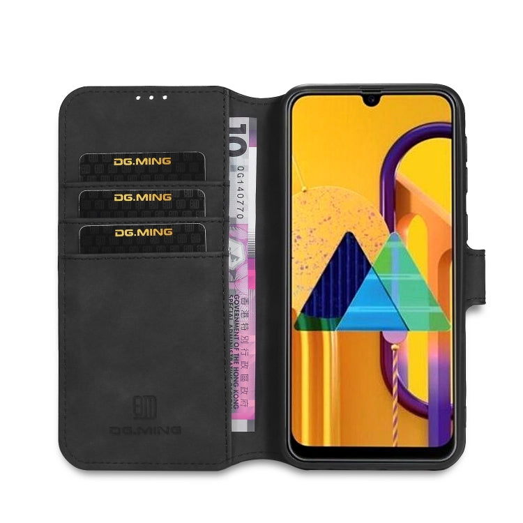 For Galaxy M31 DG.MING Retro Oil Side Horizontal Flip Case with Holder & Card Slots & Wallet