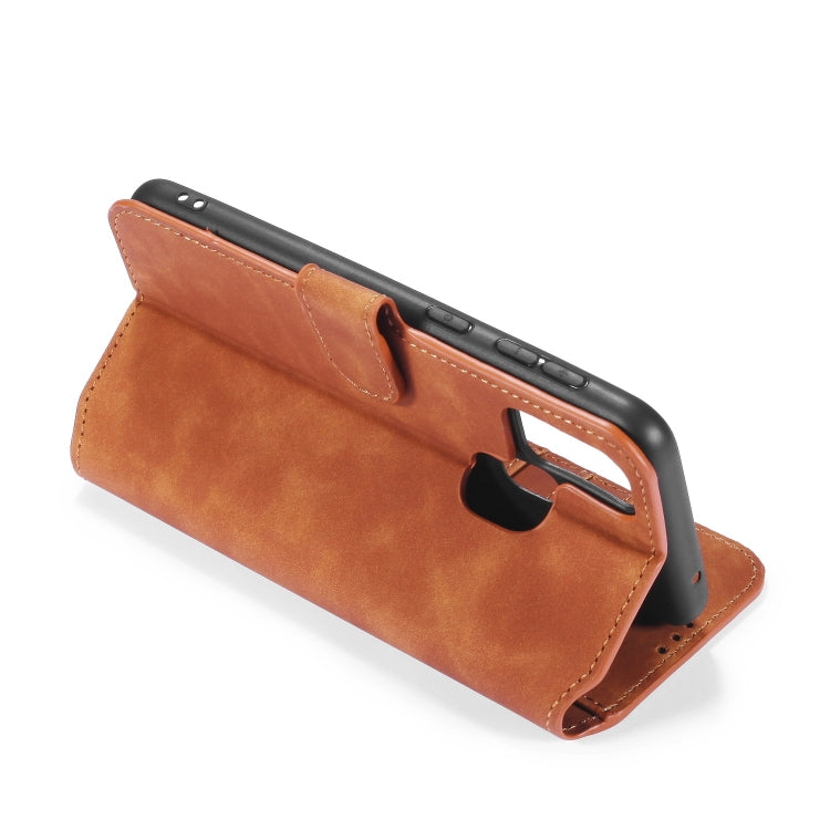 For Galaxy M31 DG.MING Retro Oil Side Horizontal Flip Case with Holder & Card Slots & Wallet