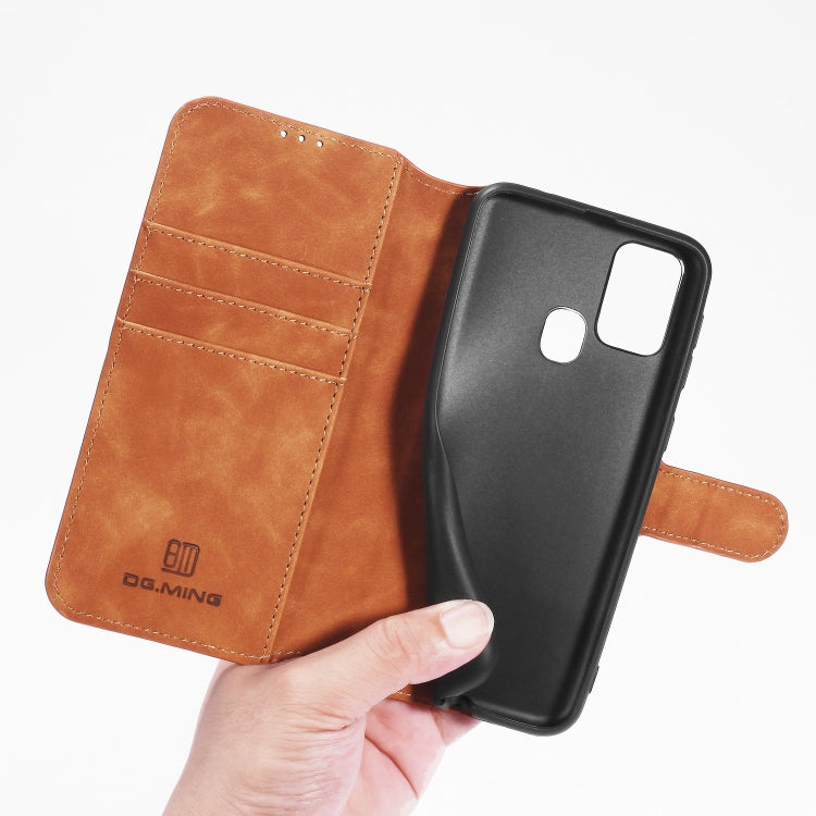 For Galaxy M31 DG.MING Retro Oil Side Horizontal Flip Case with Holder & Card Slots & Wallet