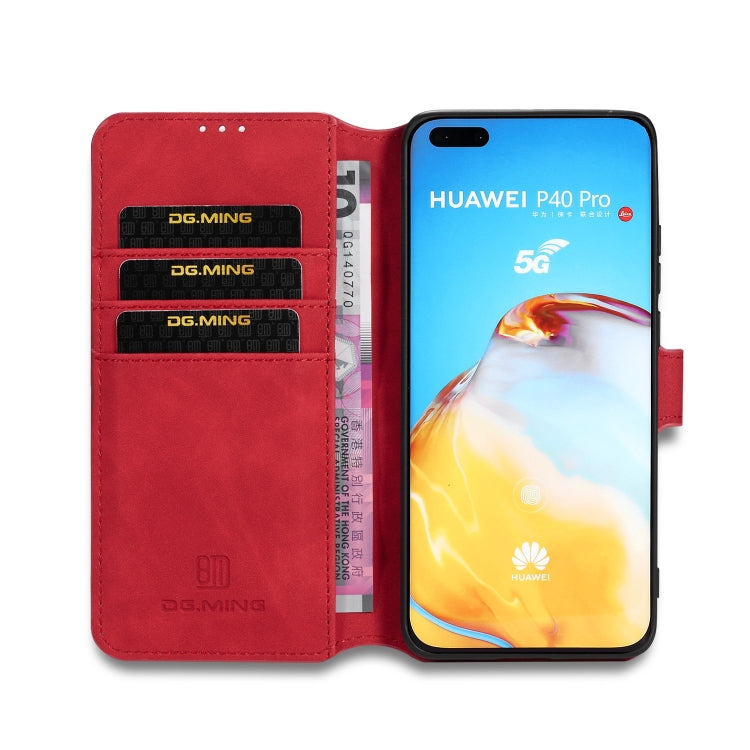 For Huawei P40 Pro DG.MING Retro Oil Side Horizontal Flip Case with Holder & Card Slots & Wallet