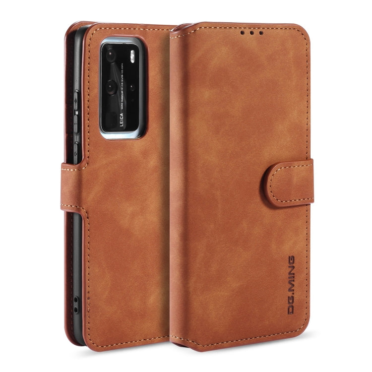 For Huawei P40 Pro DG.MING Retro Oil Side Horizontal Flip Case with Holder & Card Slots & Wallet
