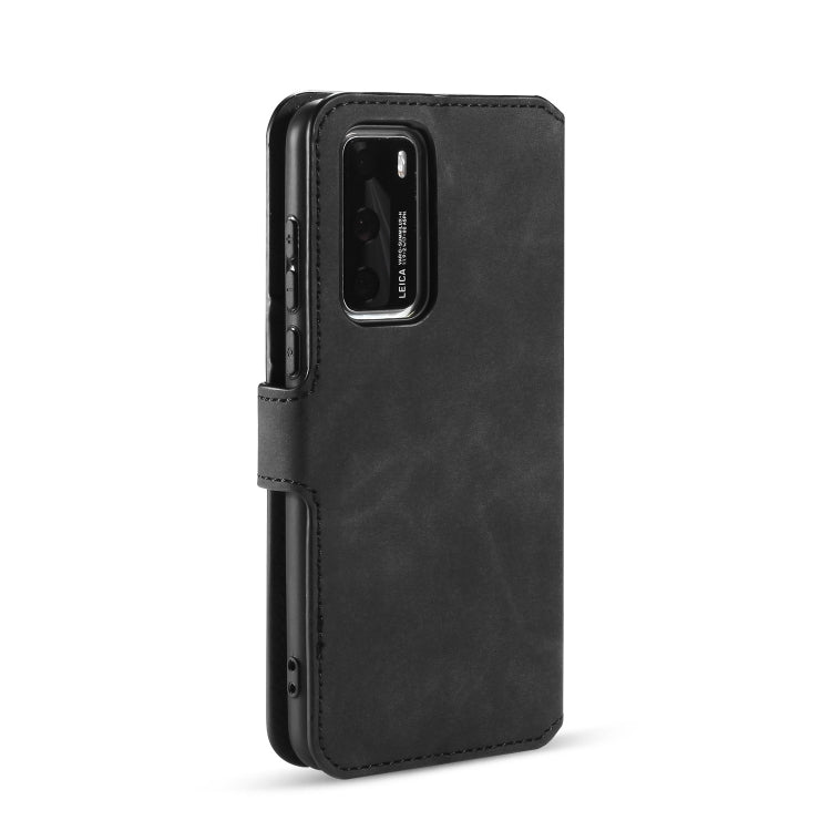 For Huawei P40 DG.MING Retro Oil Side Horizontal Flip Case with Holder & Card Slots & Wallet