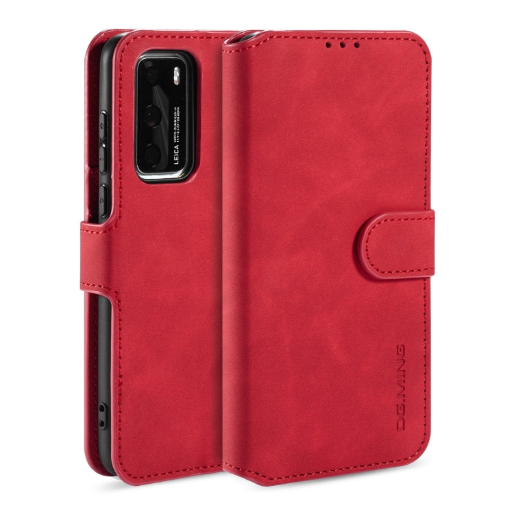 For Huawei P40 DG.MING Retro Oil Side Horizontal Flip Case with Holder & Card Slots & Wallet