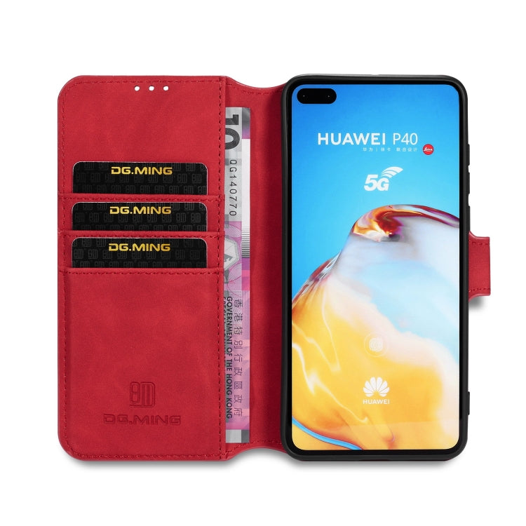For Huawei P40 DG.MING Retro Oil Side Horizontal Flip Case with Holder & Card Slots & Wallet