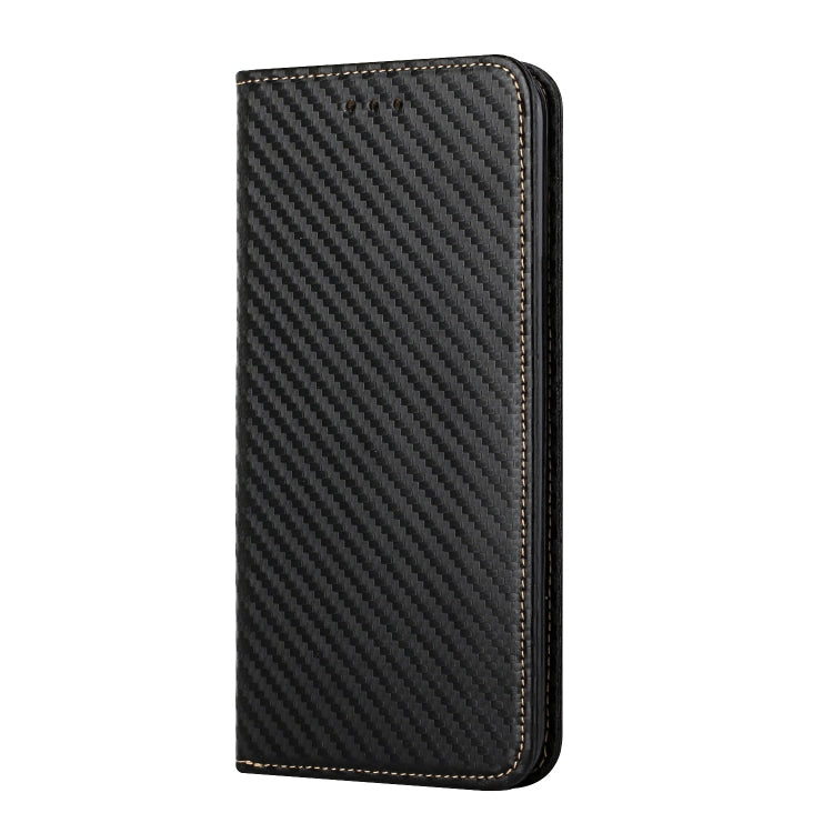 For Samsung Galaxy A54 Carbon Fiber Texture Flip Holder Leather Phone Case