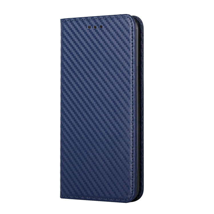 For Samsung Galaxy A54 Carbon Fiber Texture Flip Holder Leather Phone Case