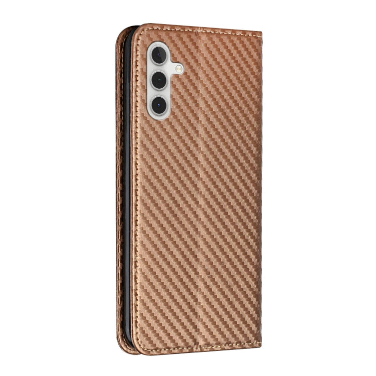 For Samsung Galaxy A54 Carbon Fiber Texture Flip Holder Leather Phone Case