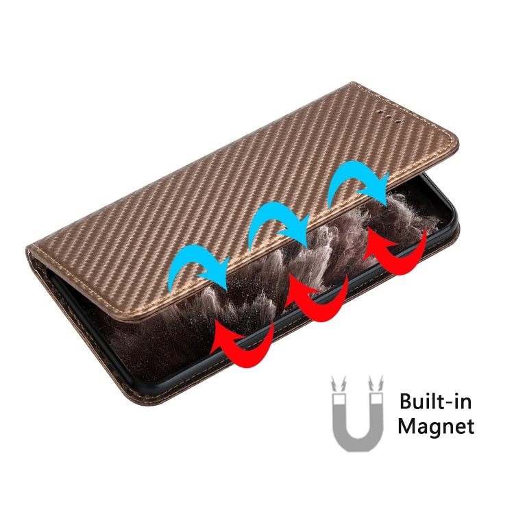 For Samsung Galaxy A54 Carbon Fiber Texture Flip Holder Leather Phone Case