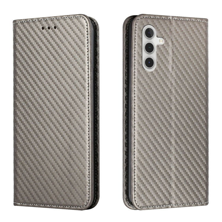 For Samsung Galaxy A54 Carbon Fiber Texture Flip Holder Leather Phone Case